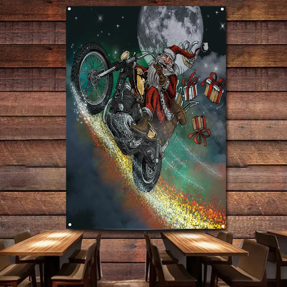 Santa Claus riding a motorcycl - Auto Repair Shop Banners avaliação e preço