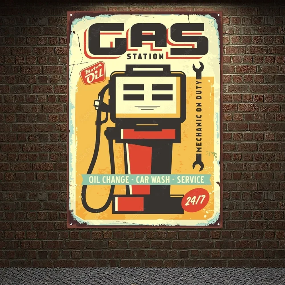 GAS STATION Vintage CAR WASH - - Auto Repair Shop Banners avaliação e preço